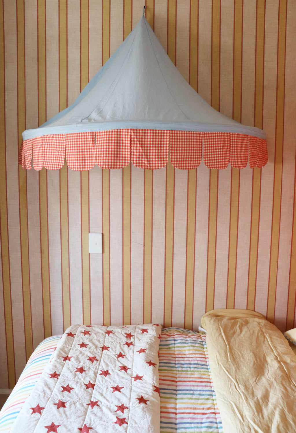 Carnival Wall Canopy Sky & Tomato Gingham (Pre Order Aug/Sept)