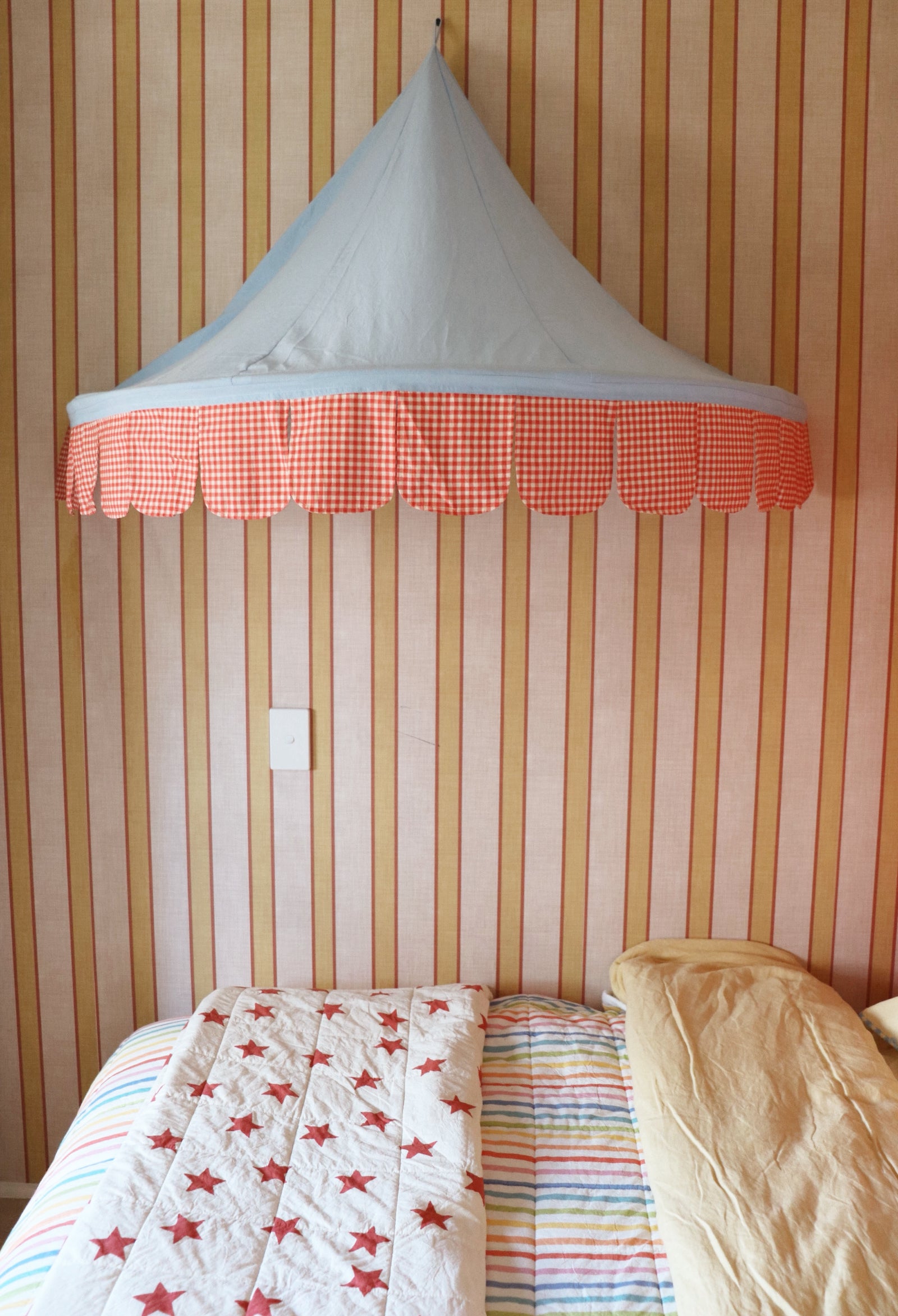 Carnival Wall Canopy Sky & Tomato Gingham (Pre Order Aug/Sept)