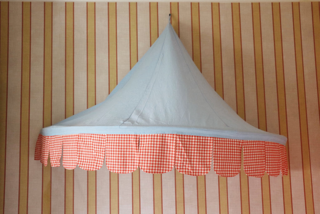 Carnival Wall Canopy Sky & Tomato Gingham (Pre Order Aug/Sept)